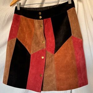 Iris Apfel x INC International Concepts leather color block skirt